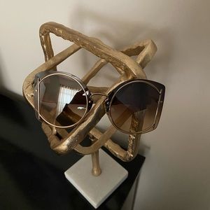 Salvatore Ferragamo
Gold/Brown 66mm Oversized Rimless 
Shiny Sunglasses